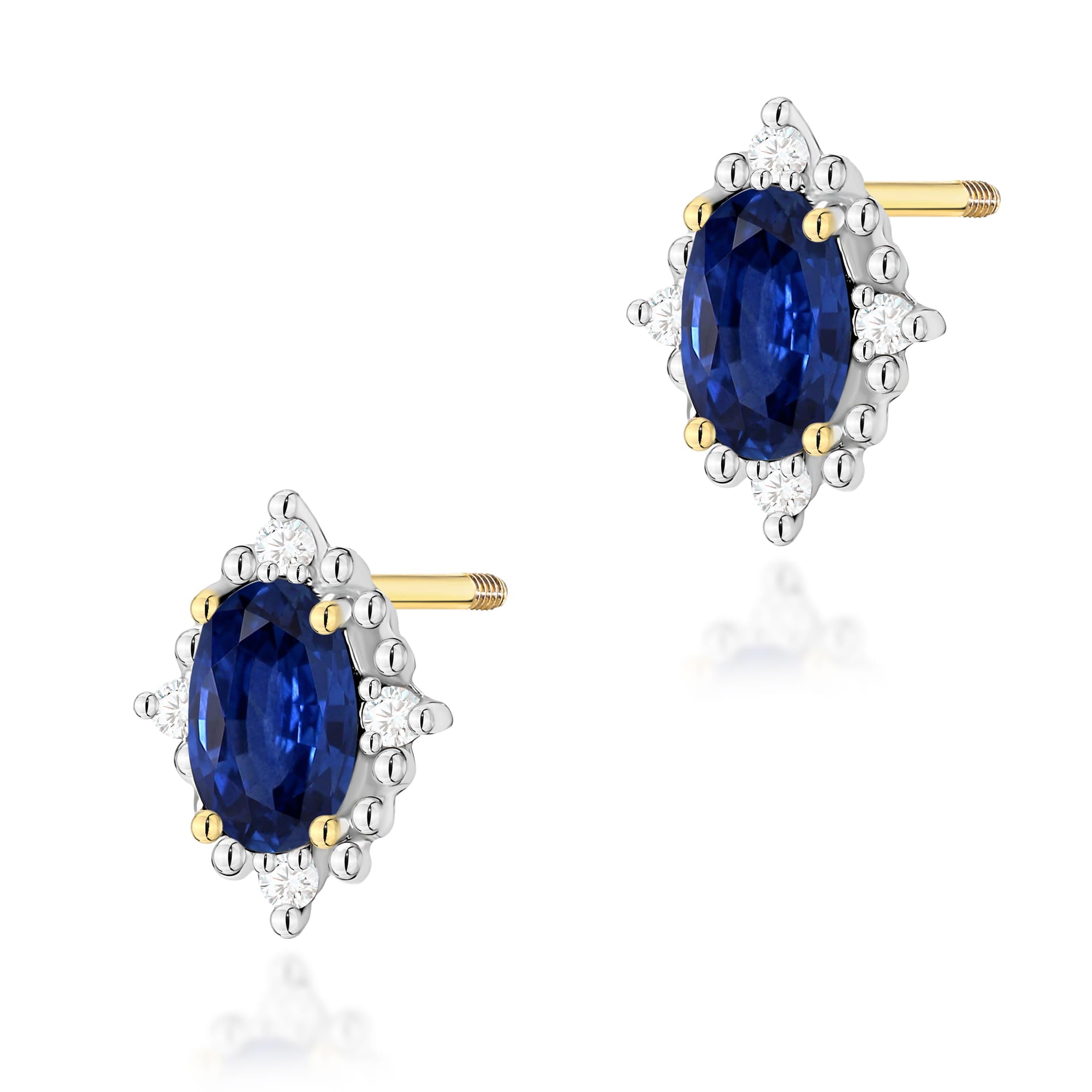 Cercei Aur 14K K0512 cu Safire și Diamante
