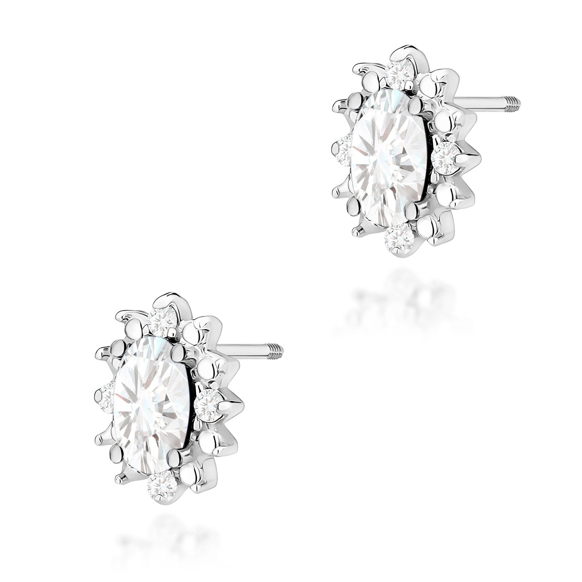 Cercei Aur 14K Cu Diamante Laborator 2 x 0.25ct Ovali