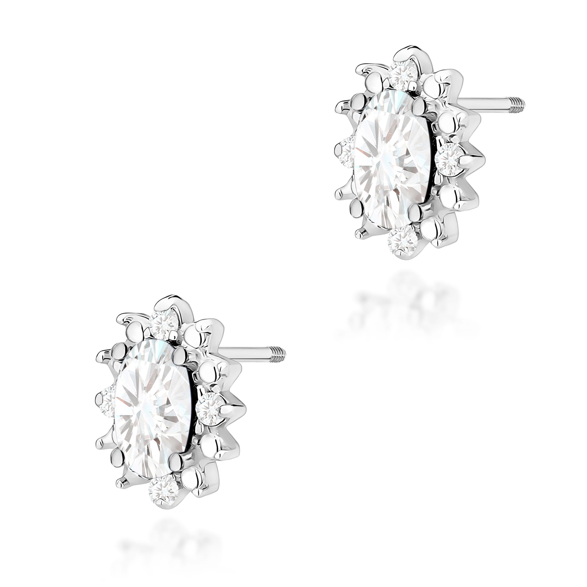 Cercei Aur 14K Cu Diamante Laborator 2 x 0.25ct Ovali