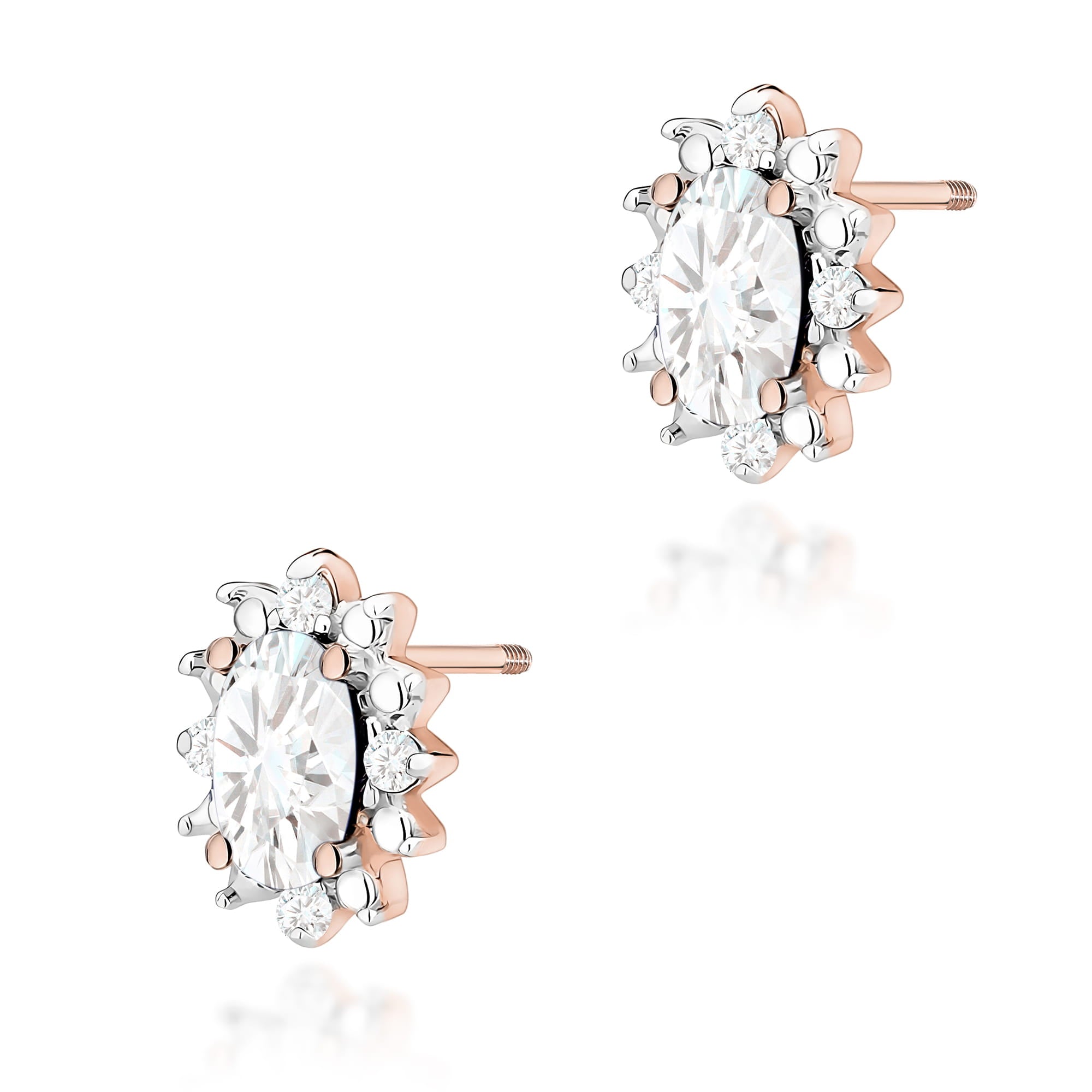 Cercei Aur 14K Cu Diamante Laborator 2 x 0.25ct Ovali