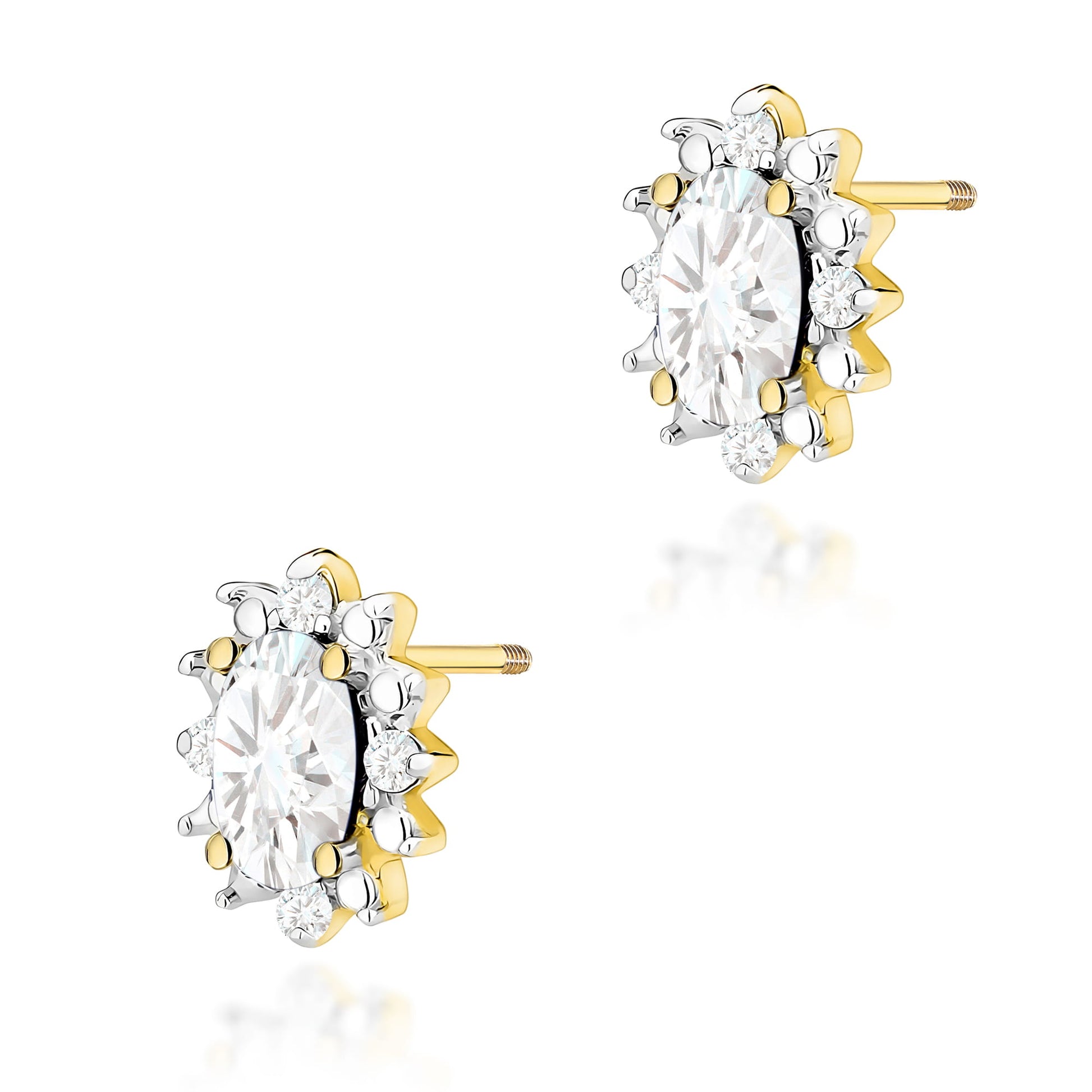 Cercei Aur 14K Cu Diamante Laborator 2 x 0.25ct Ovali