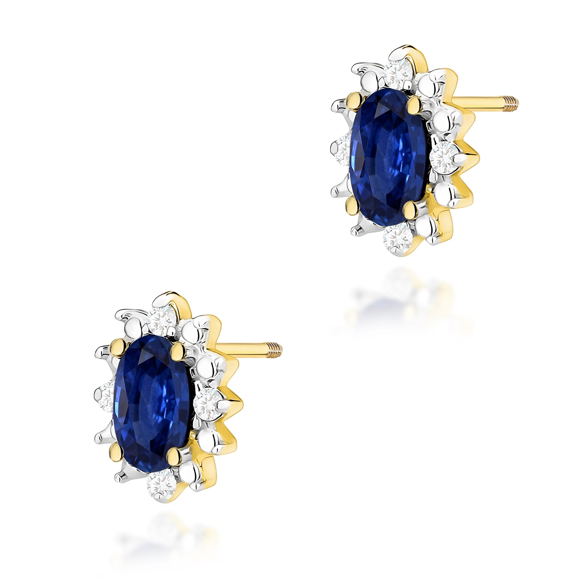 Cercei Aur 14K K0513 Szafir 2 x 0.30ct Cu Șurub