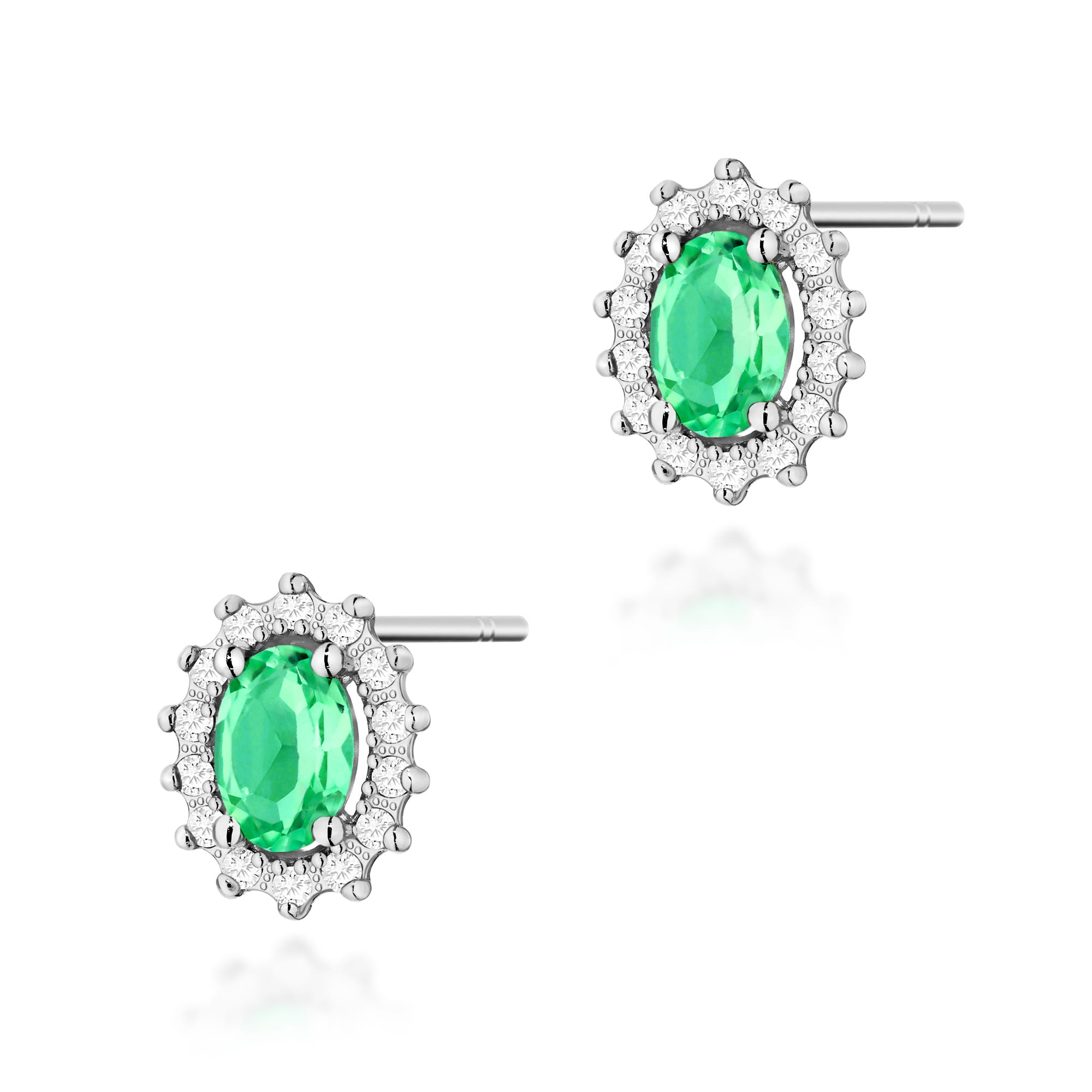 Cercei Aur 14k cu Smarald 0.80 ct si Diamante Naturale 0.20 ct