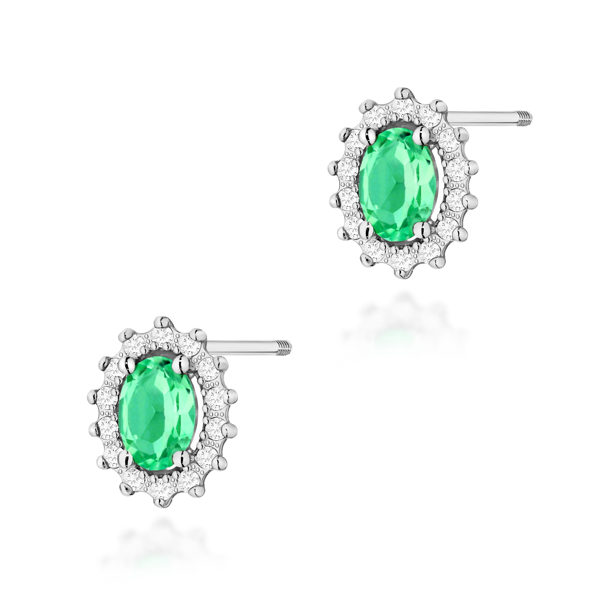 Cercei Aur 14k cu Smarald 0.80 ct si Diamante Naturale 0.20 ct