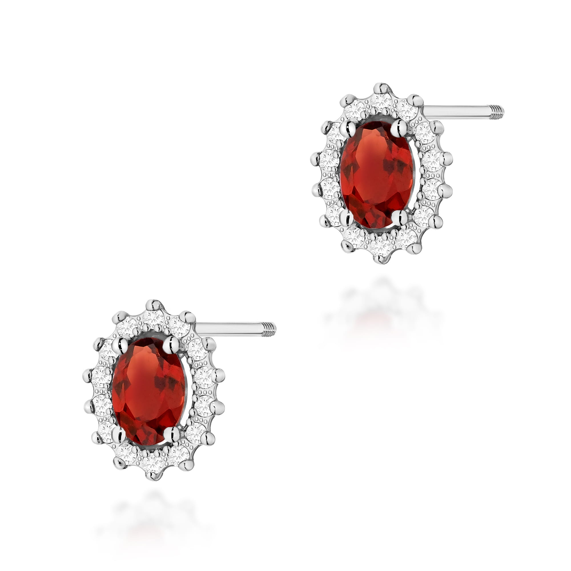 Cercei Aur 14k cu Garnet 1.00 ct si Diamante Naturale 0.20 ct
