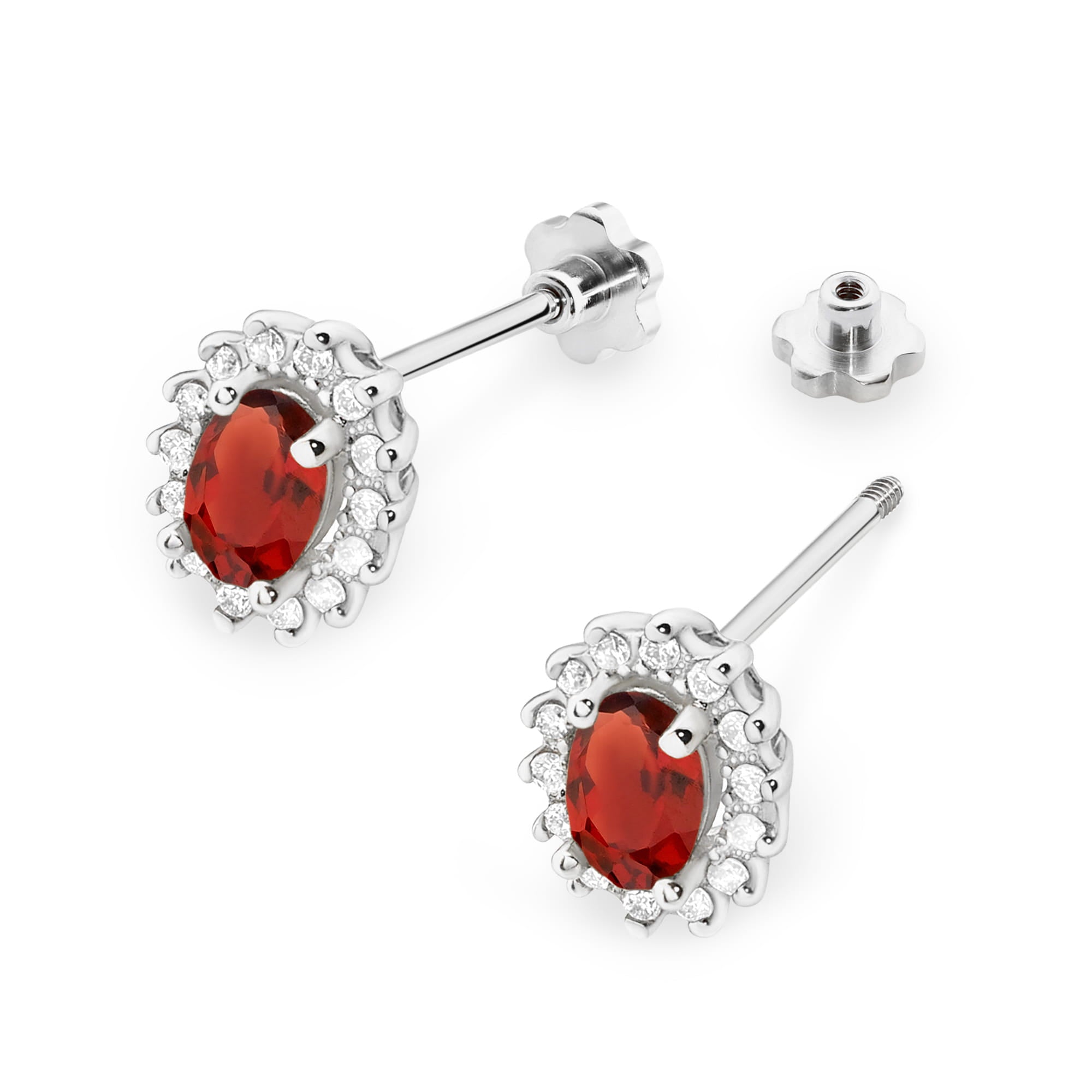 Cercei Aur 14k cu Garnet 1.00 ct si Diamante Naturale 0.20 ct