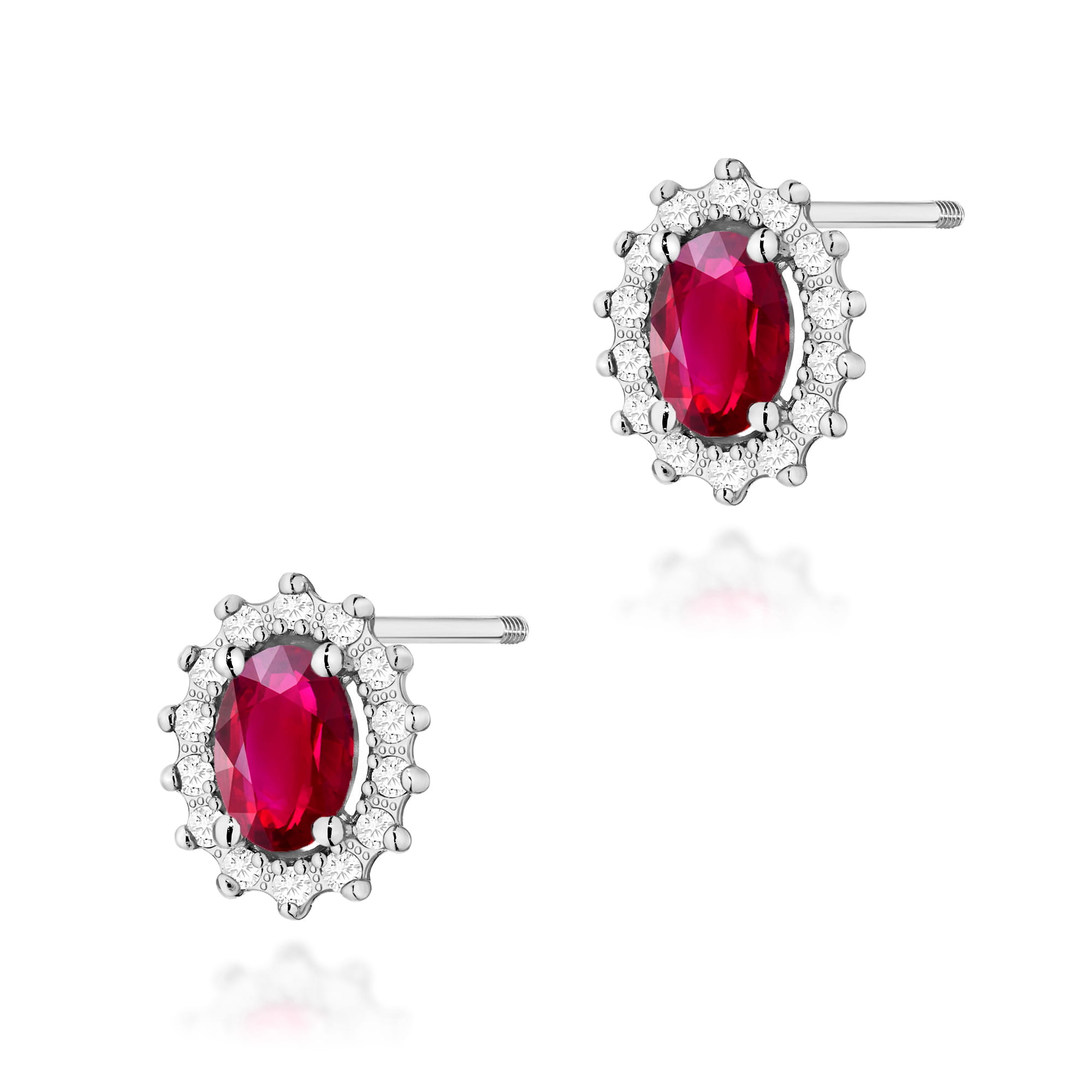 Cercei Aur 14k cu Rubin 1.60 ct si Diamante Naturale 0.20 ct