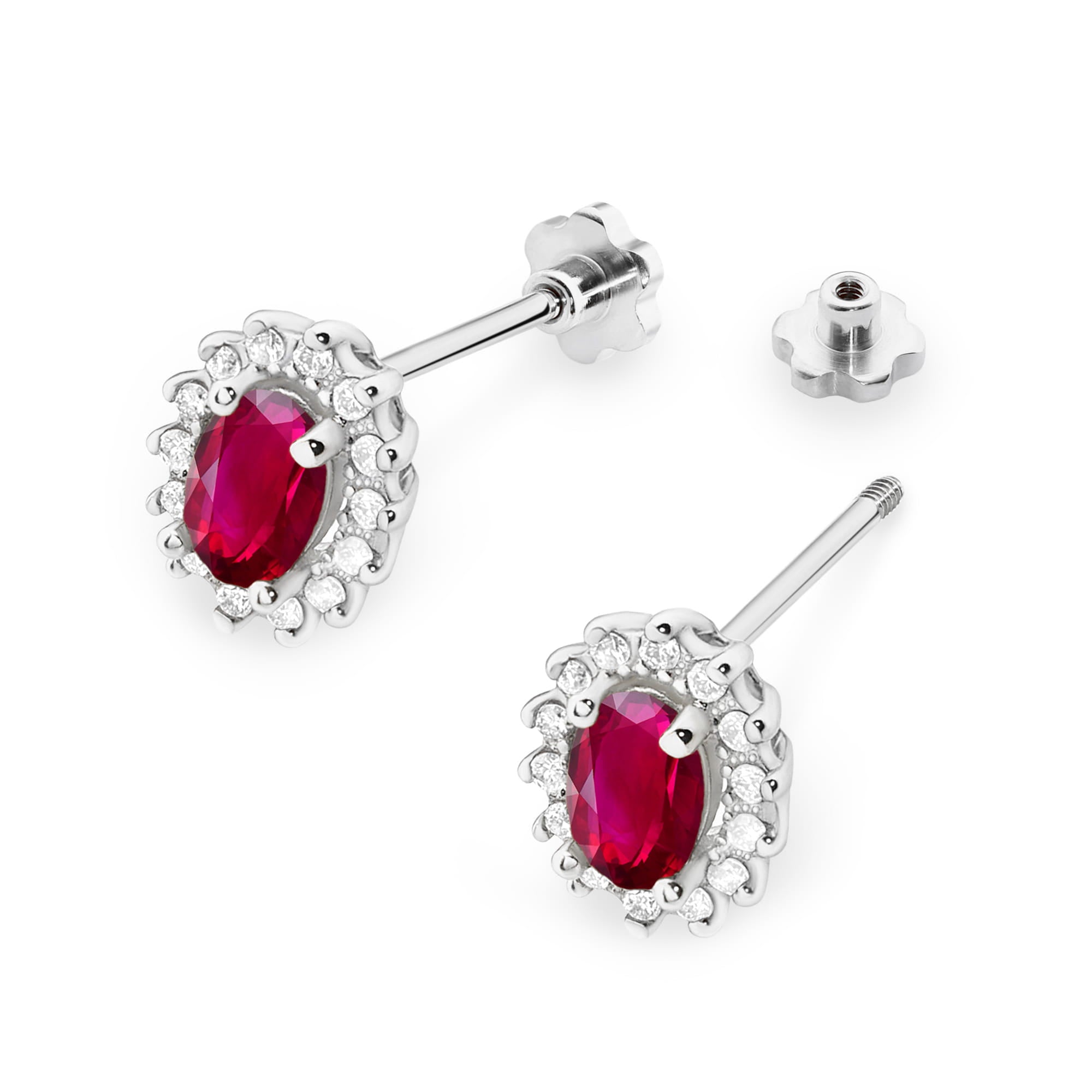 Cercei Aur 14k cu Rubin 1.60 ct si Diamante Naturale 0.20 ct