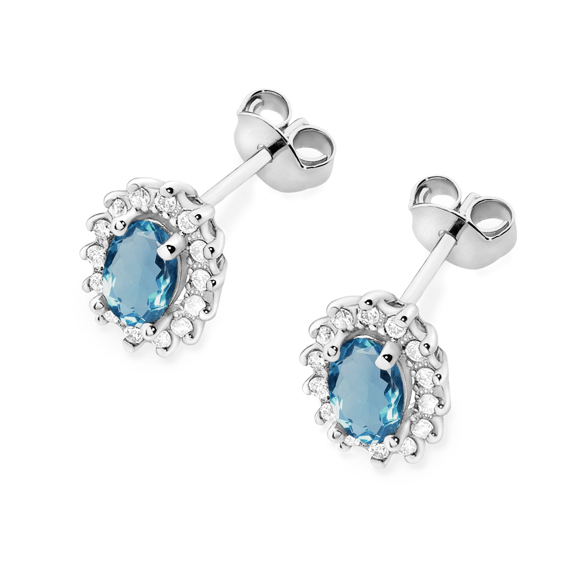 Cercei Aur 14k cu Topaz London Blue 1.00 ct si Diamante Naturale 0.20 ct