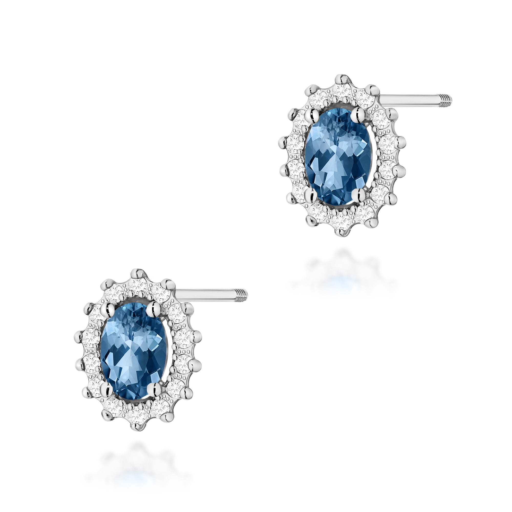 Cercei Aur 14k cu Topaz London Blue 1.00 ct si Diamante Naturale 0.20 ct