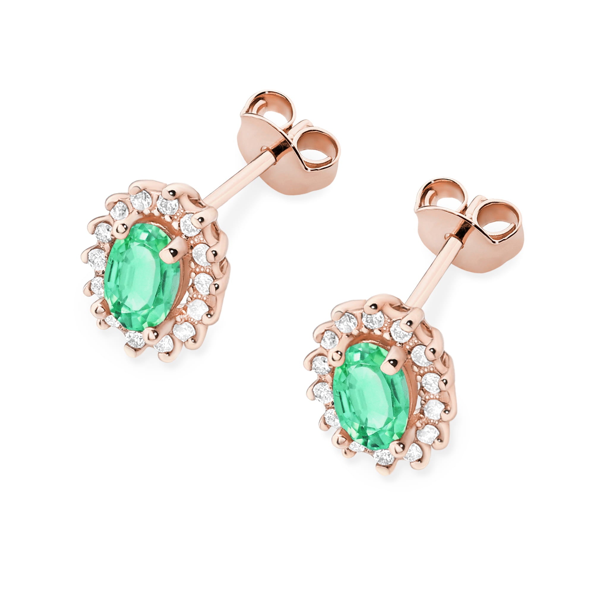 Cercei Aur 14k cu Smarald 0.80 ct si Diamante Naturale 0.20 ct