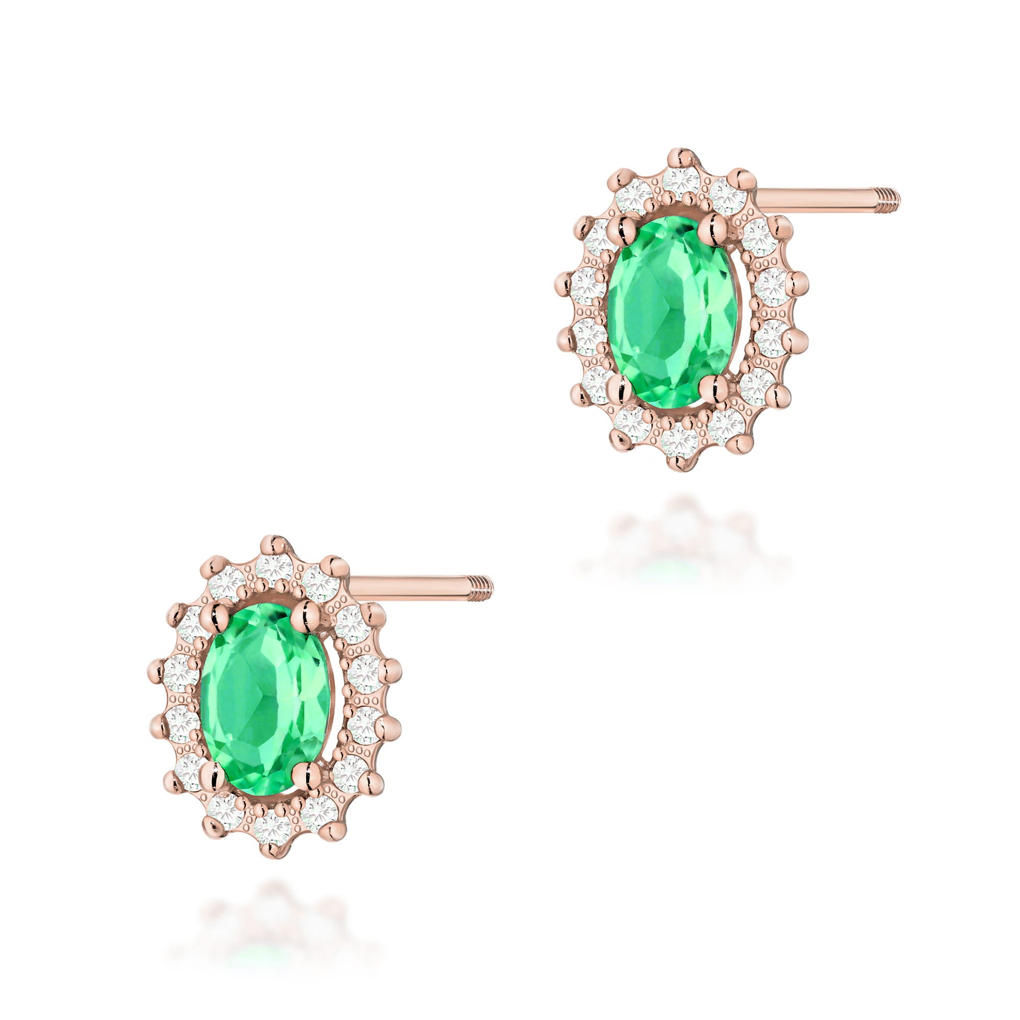 Cercei Aur 14k cu Smarald 0.80 ct si Diamante Naturale 0.20 ct