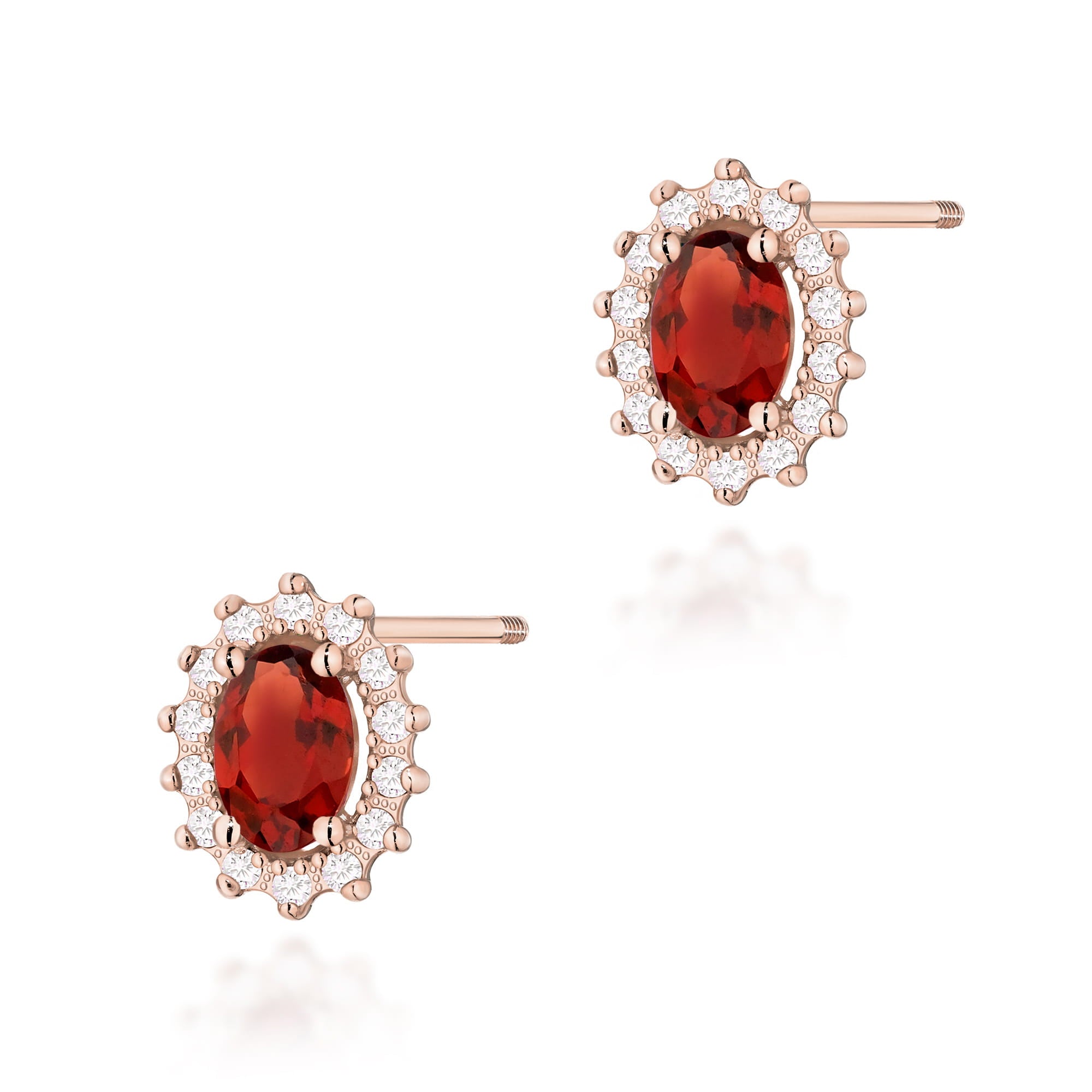 Cercei Aur 14k cu Garnet 1.00 ct si Diamante Naturale 0.20 ct