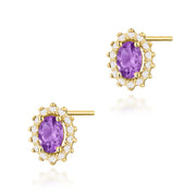 Cercei Aur 14K cu Ametist 0.40 ct si Diamante Naturale 0.24 ct