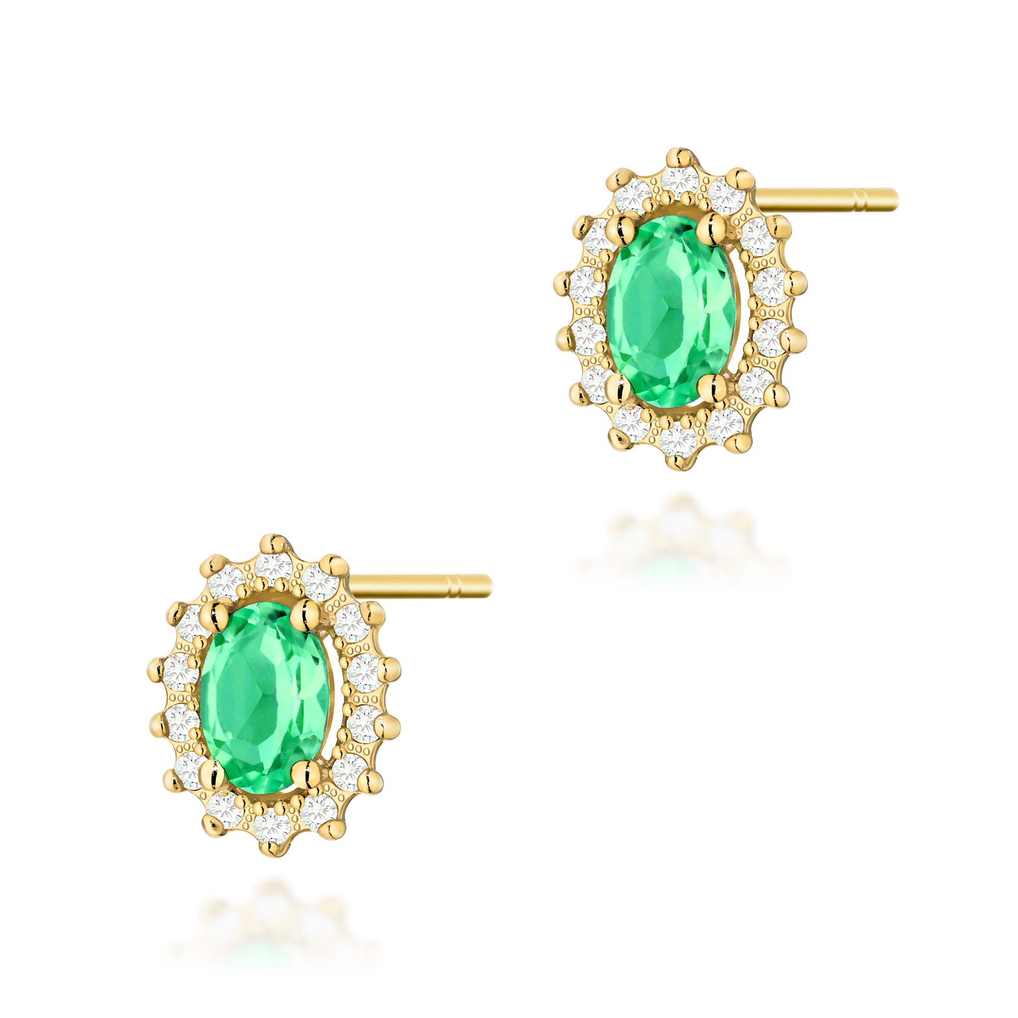 Cercei Aur 14k cu Smarald 0.80 ct si Diamante Naturale 0.20 ct