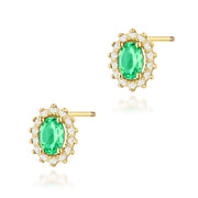 Cercei Aur 14K cu Smarald 0.40 ct si Diamante Naturale 0.24 ct Filet cu Protectie