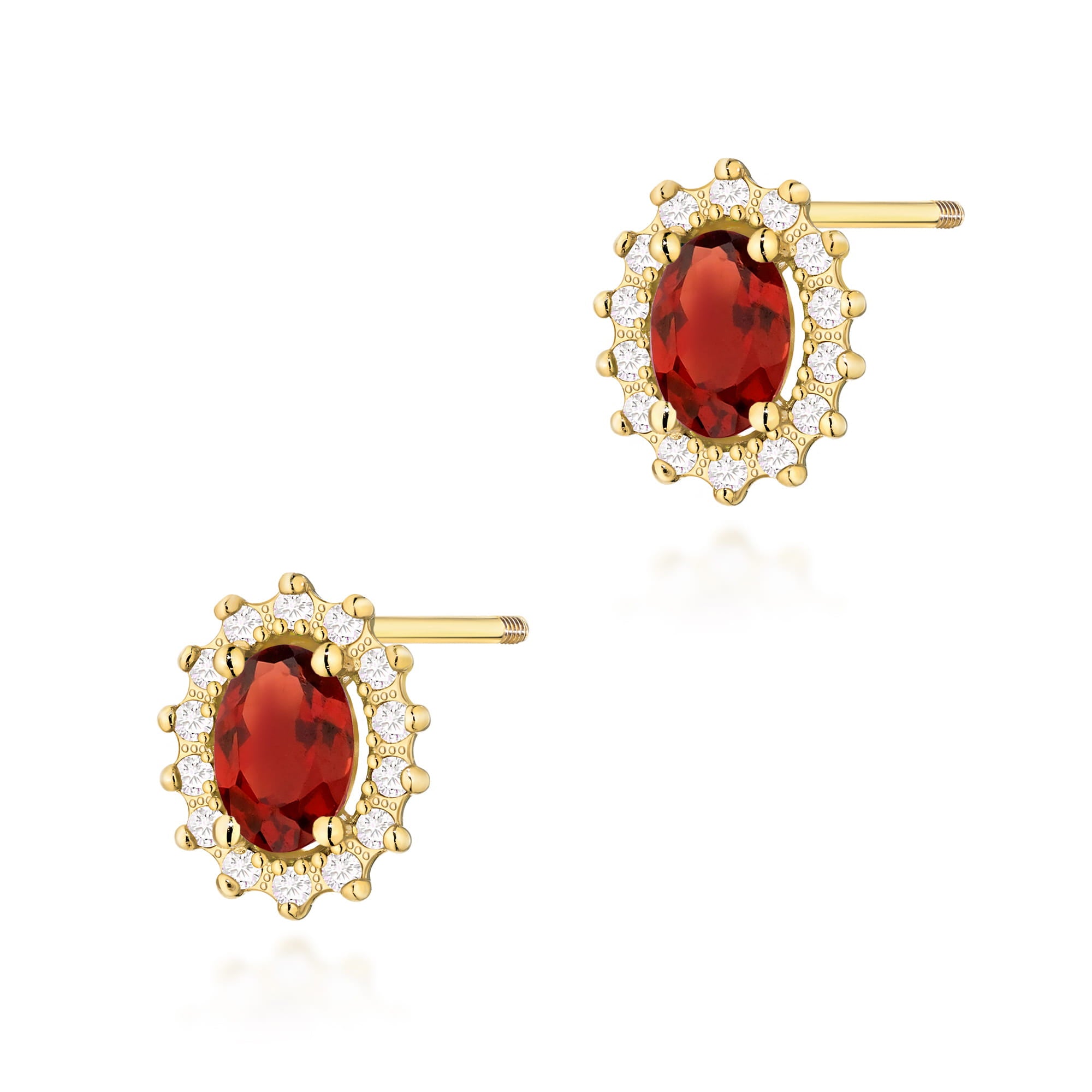 Cercei Aur 14k cu Garnet 1.00 ct si Diamante Naturale 0.20 ct