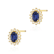 Cercei Aur 14K cu Safir 0.70 ct si Diamante Naturale 0.24 ct Filet cu Protectie