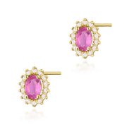 Cercei Aur 14K cu Pink Sapphire 0.50 ct si Diamante Naturale 0.24 ct