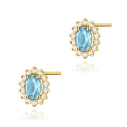 Cercei Aur 14K cu Topaz Swiss 0.50 ct si Diamante Naturale 0.24 ct