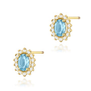 Cercei Aur 14K cu Topaz Swiss 0.50 ct si Diamante Naturale 0.24 ct Filet cu Protectie