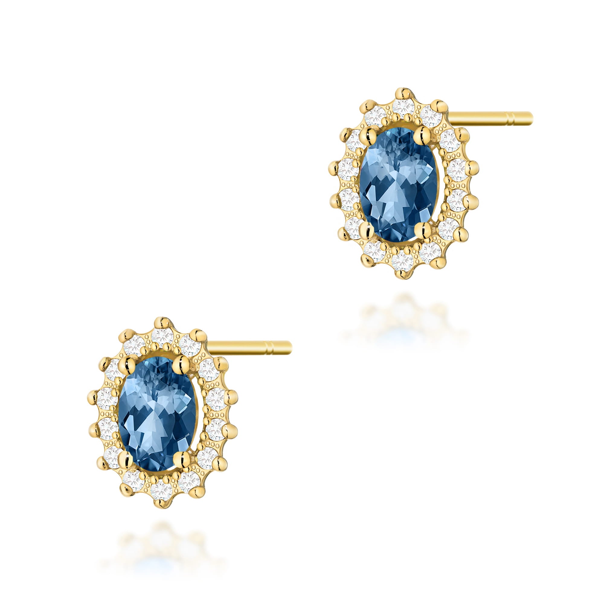 Cercei Aur 14k cu Topaz London Blue 1.00 ct si Diamante Naturale 0.20 ct