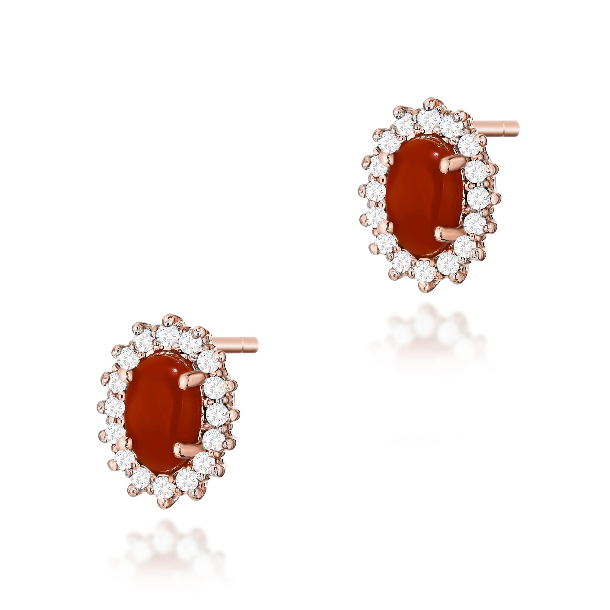 Cercei Aur 14K K0569 Coral Diamant 2 x 0,20ct