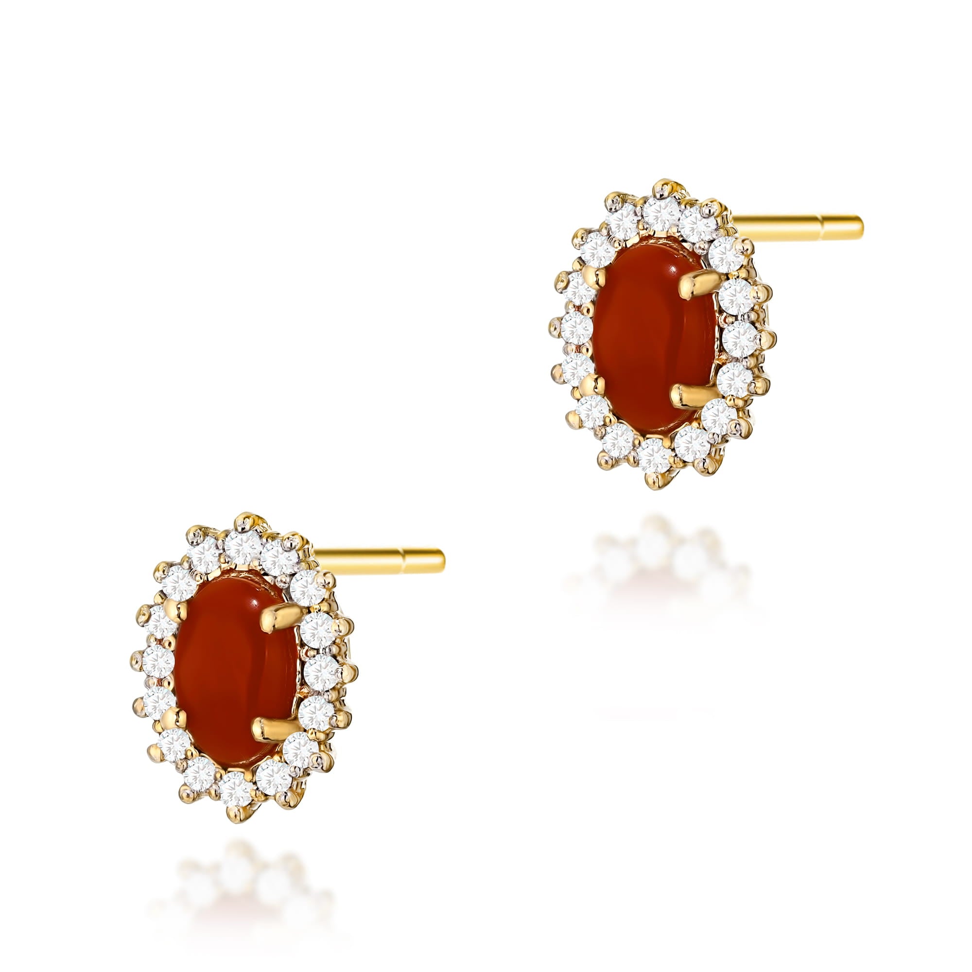 Cercei Aur 14K K0569 Coral Diamant 2 x 0,20ct