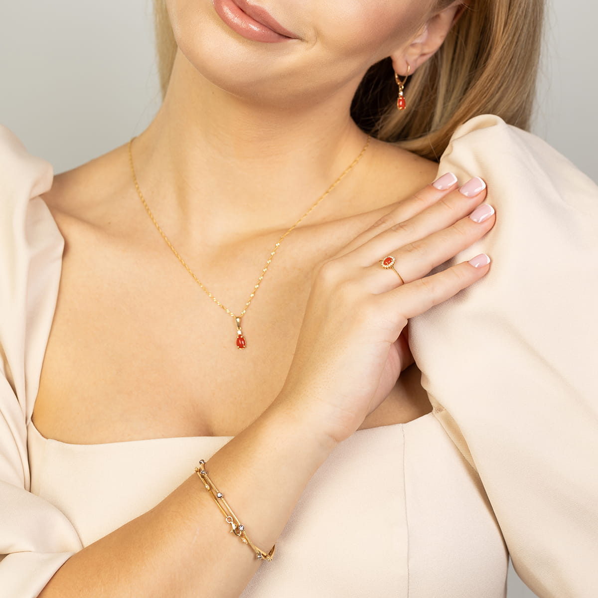 Cercei Aur 14K K0570 Coral 2 x 0.65ct