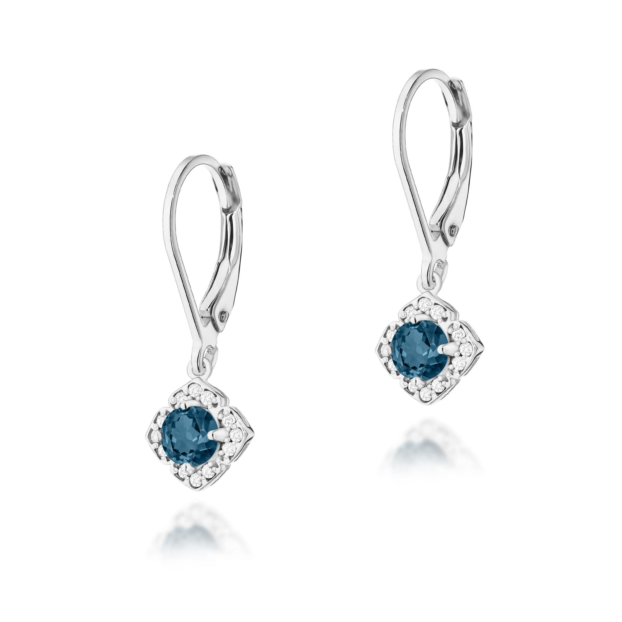 Cercei Aur 14K K0571 Topaz London Blue 2 x 0.30ct