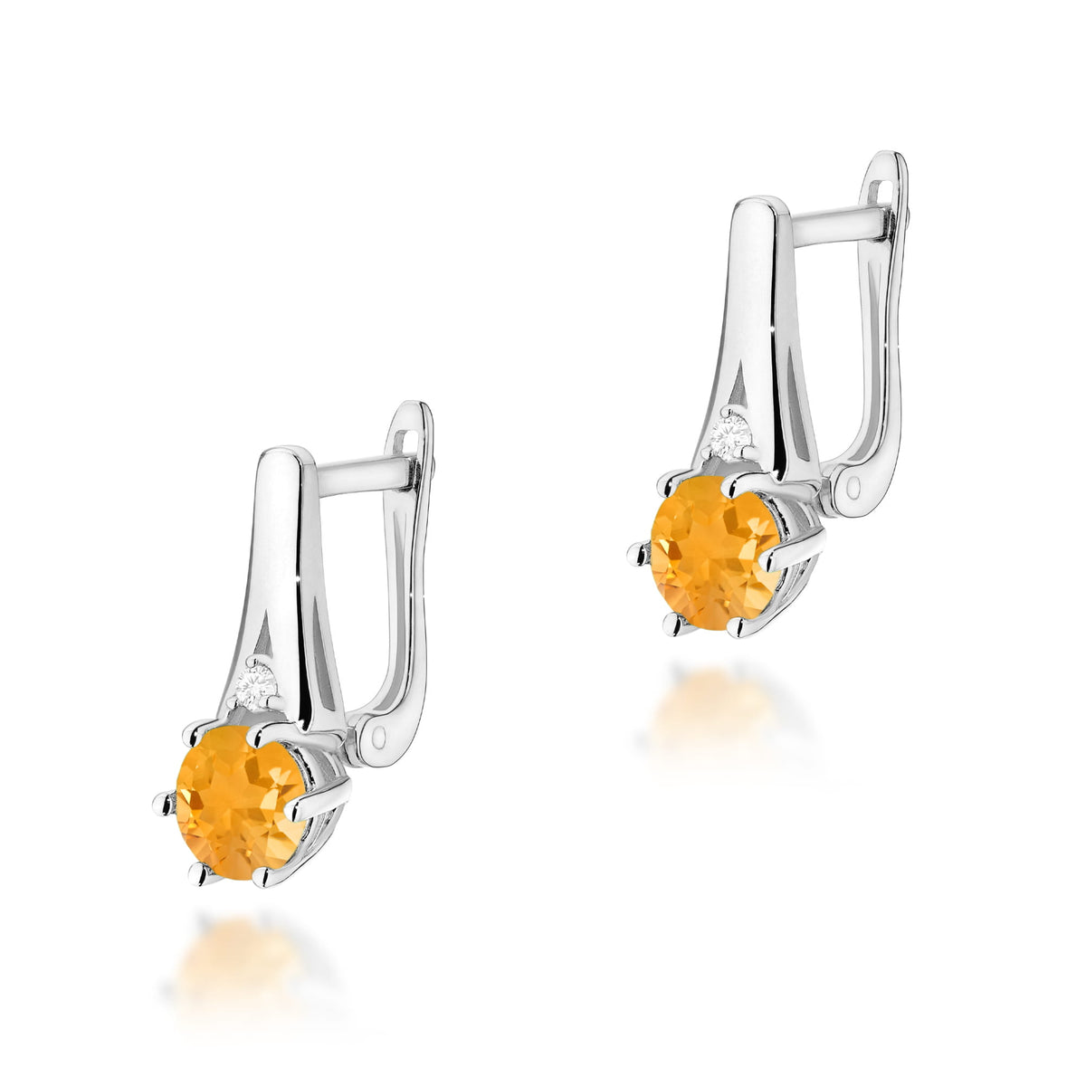 Cercei Aur 14K cu Citrin 0.50 ct si Diamante Naturale 0.03 ct