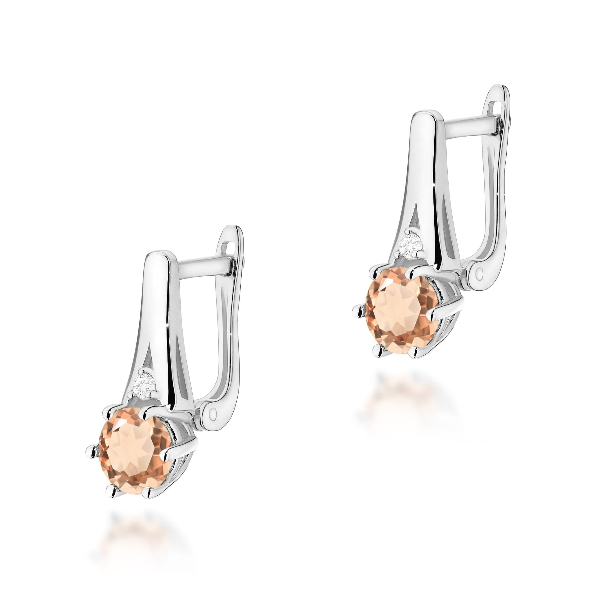 Cercei Aur 14k cu Morganit 0.80 ct si Diamante Naturale 0.03 ct