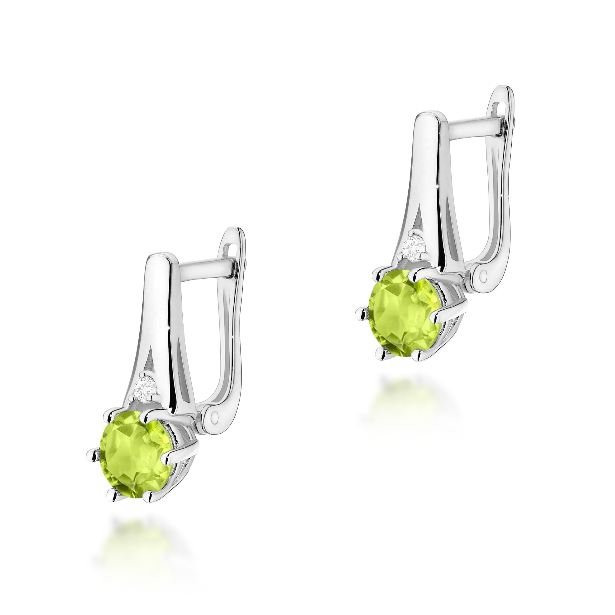 Cercei Aur 14k cu Peridot 1.20 ct si Diamante Naturale 0.03 ct