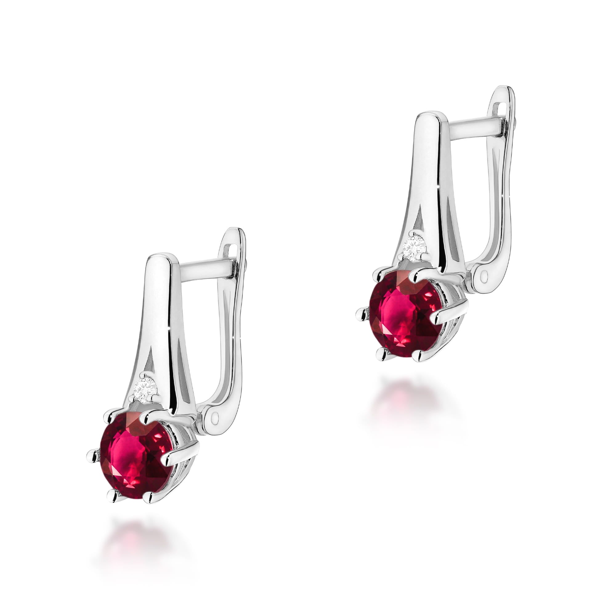Cercei Aur 14k cu Rubin 1.20 ct si Diamante Naturale 0.03 ct