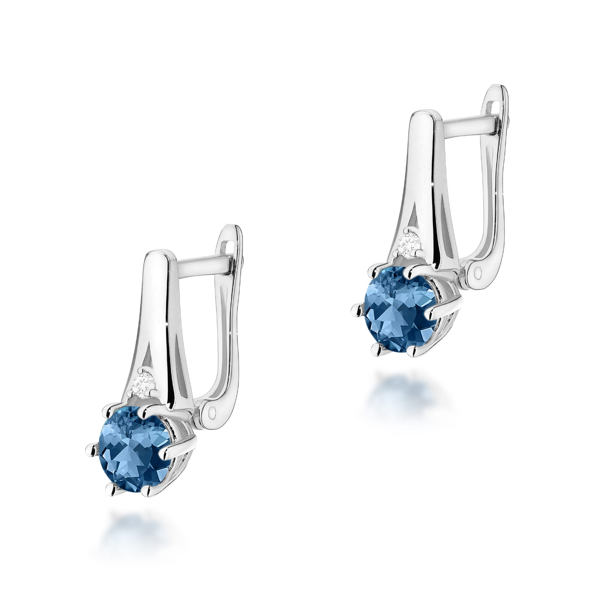 Cercei Aur 14k cu Topaz London Blue 1.00 ct si Diamante Naturale 0.03 ct
