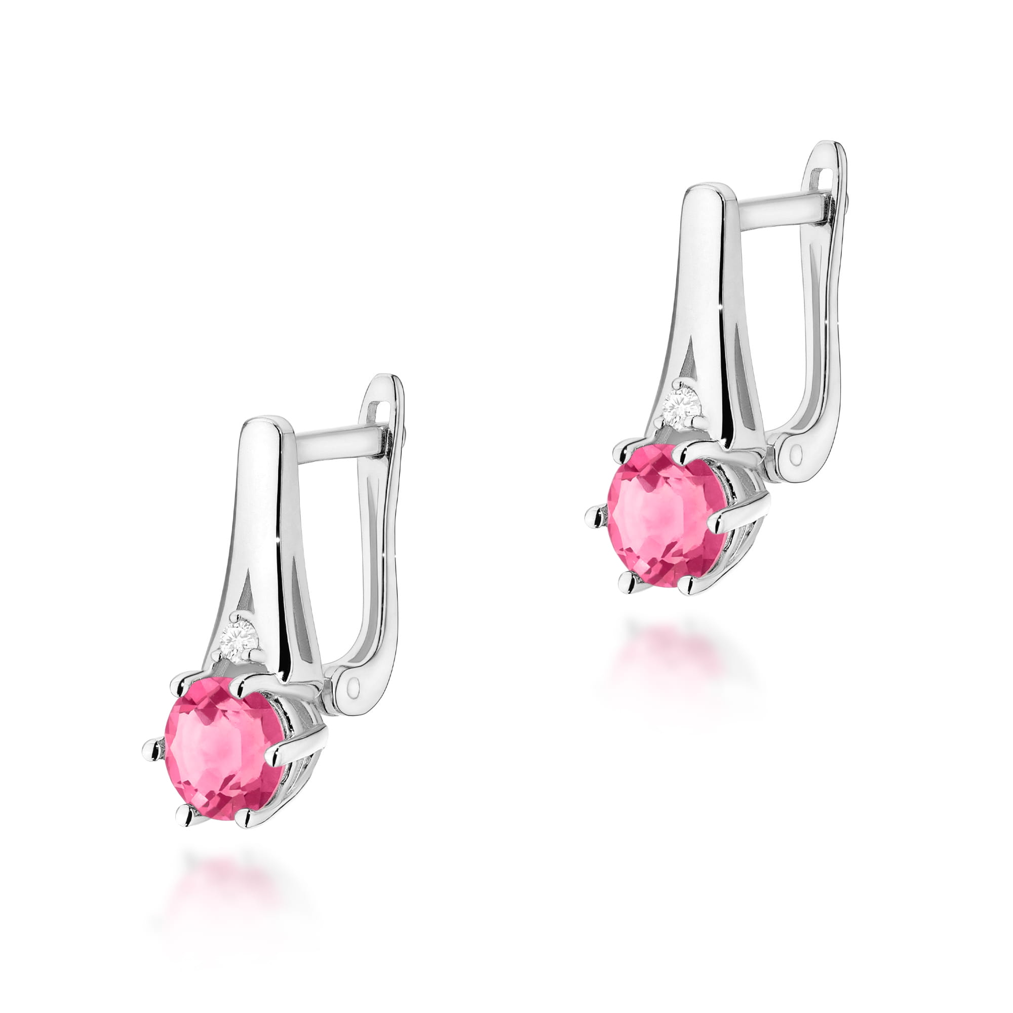 Cercei Aur 14k cu Topaz Roz 1.20 ct si Diamante Naturale 0.03 ct
