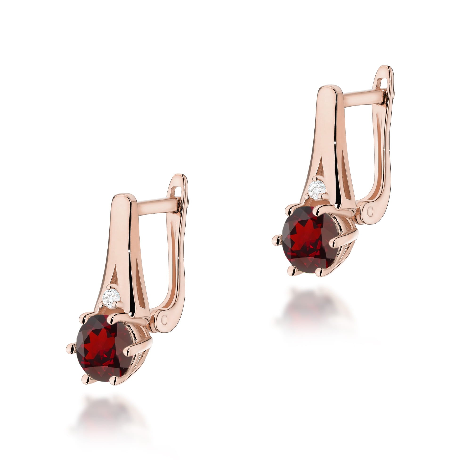 Cercei Aur 14k cu Garnet 1.00 ct si Diamante Naturale 0.03 ct