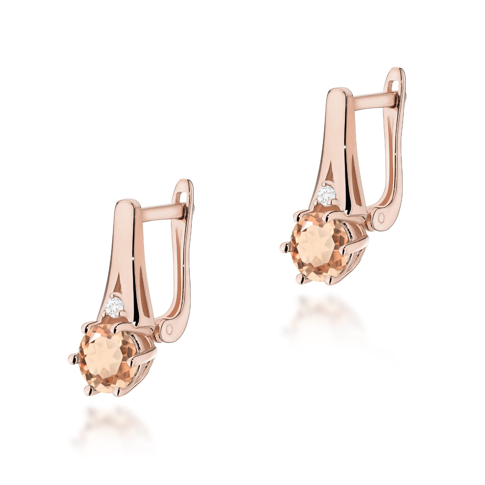 Cercei Aur 14k cu Morganit 0.80 ct si Diamante Naturale 0.03 ct