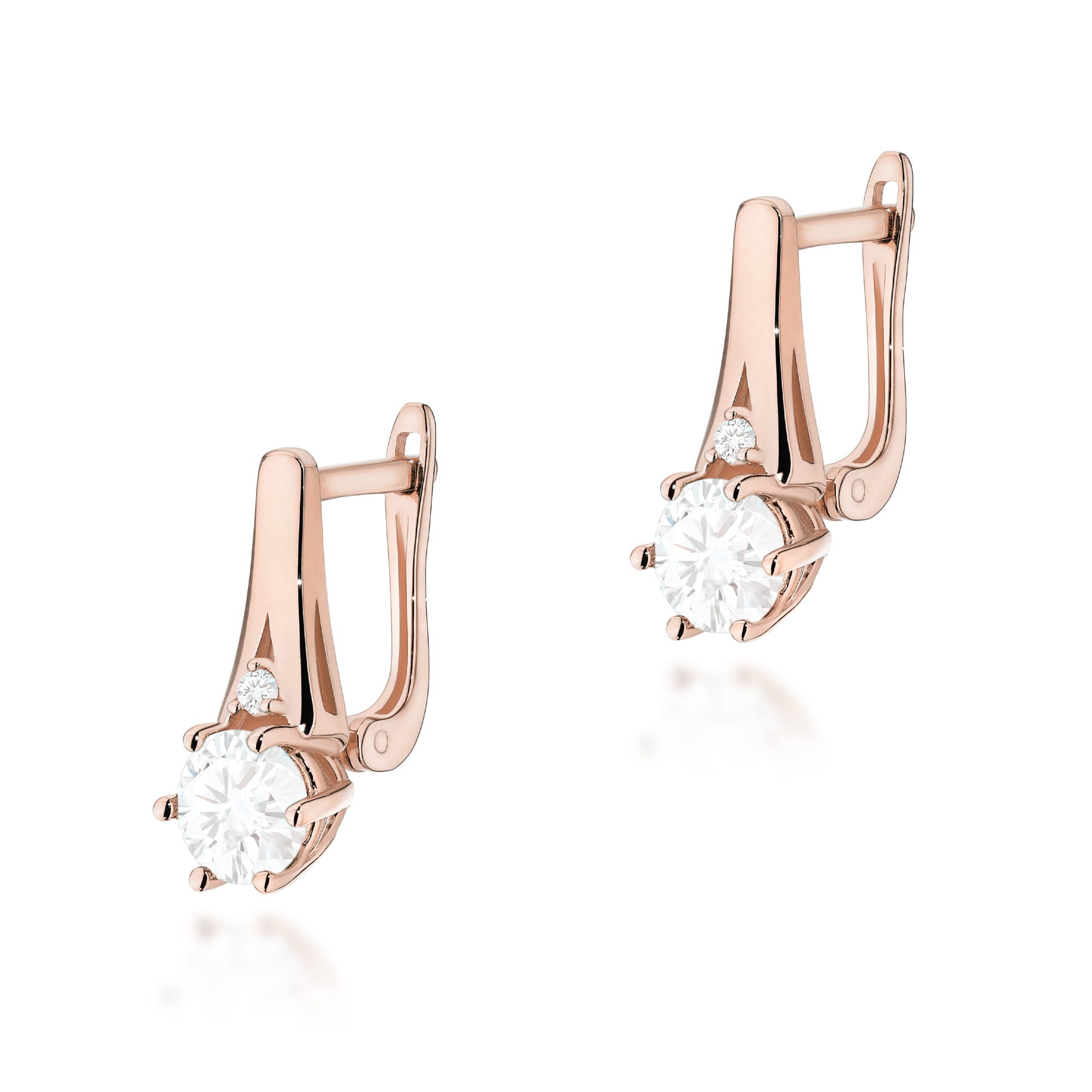 Cercei Aur 14k cu Safir Alb 1.20 ct si Diamante Naturale 0.03 ct