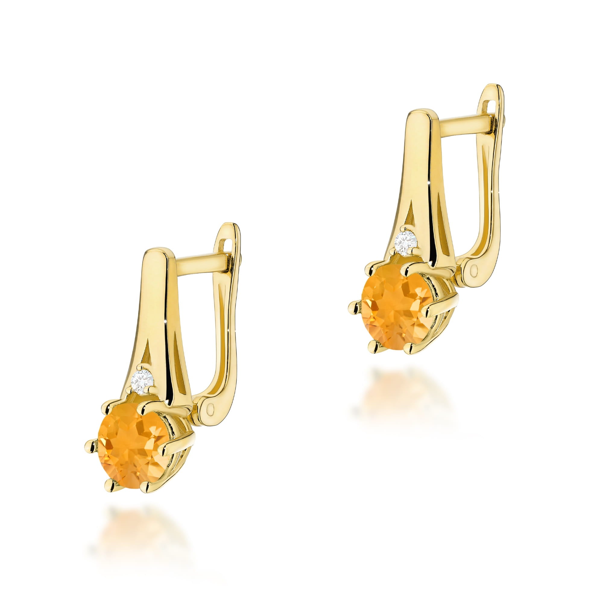 Cercei Aur 14k cu Citrin 1.00 ct si Diamante Naturale 0.03 ct