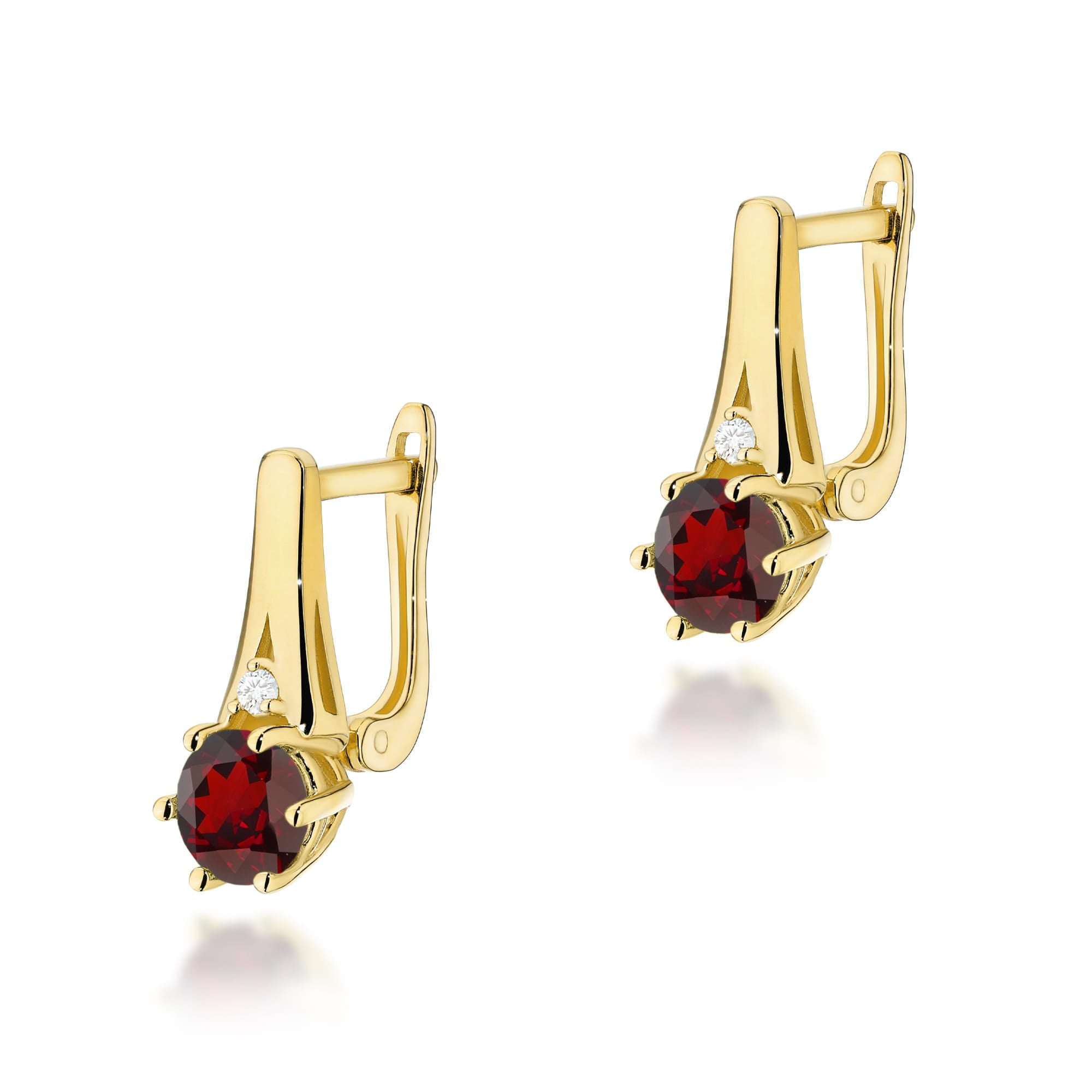 Cercei Aur 14k cu Garnet 1.00 ct si Diamante Naturale 0.03 ct