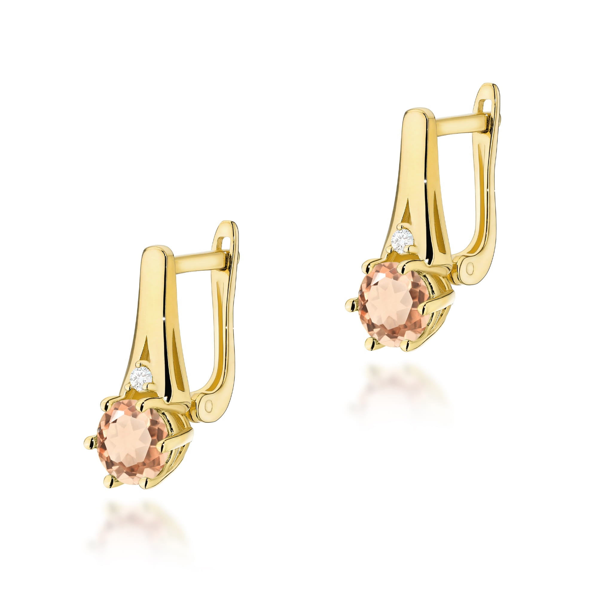 Cercei Aur 14k cu Morganit 0.80 ct si Diamante Naturale 0.03 ct