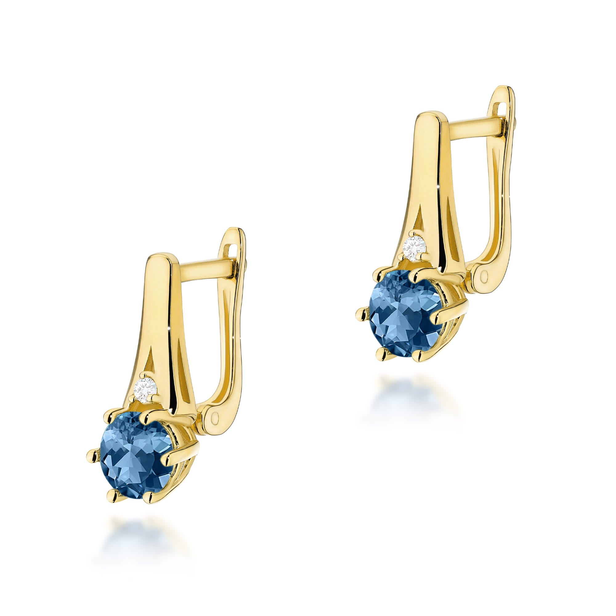 Cercei Aur 14k cu Topaz London Blue 1.00 ct si Diamante Naturale 0.03 ct