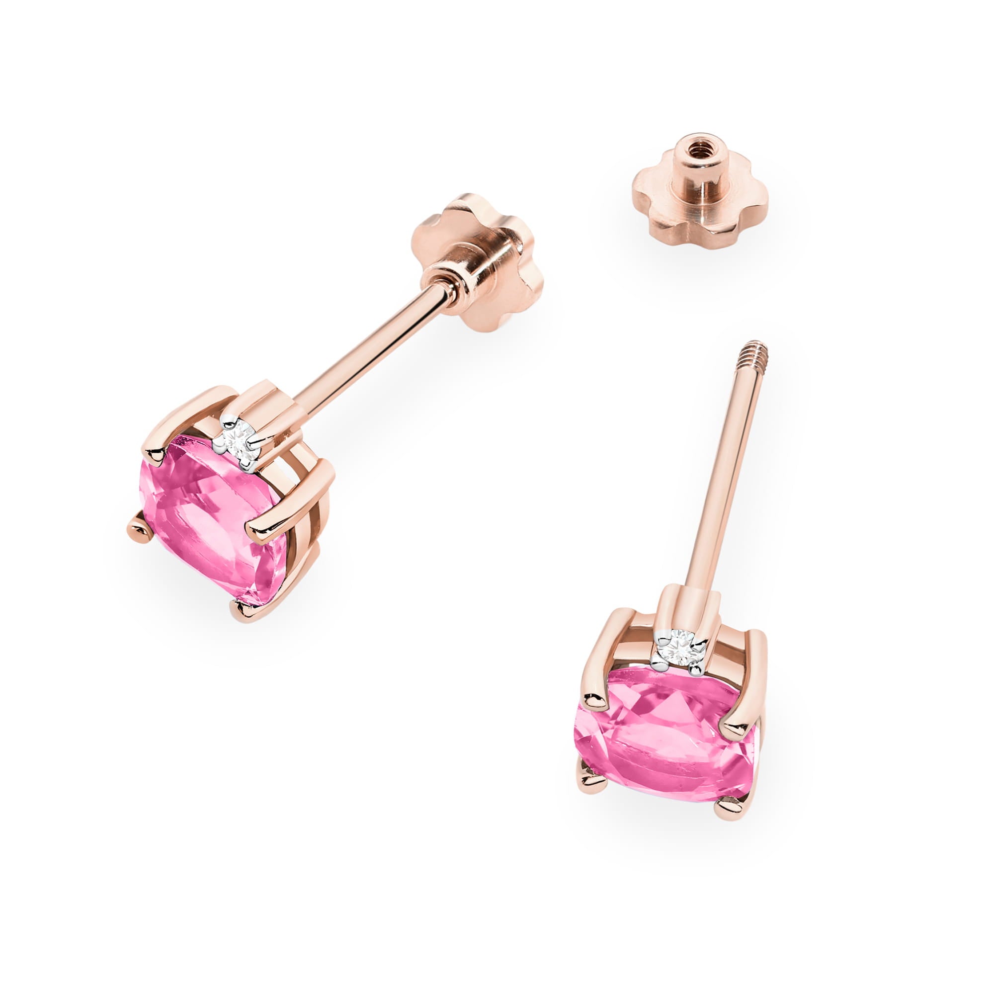 Cercei Aur 14K K0573 Topaz Roz 2 x 1.10ct