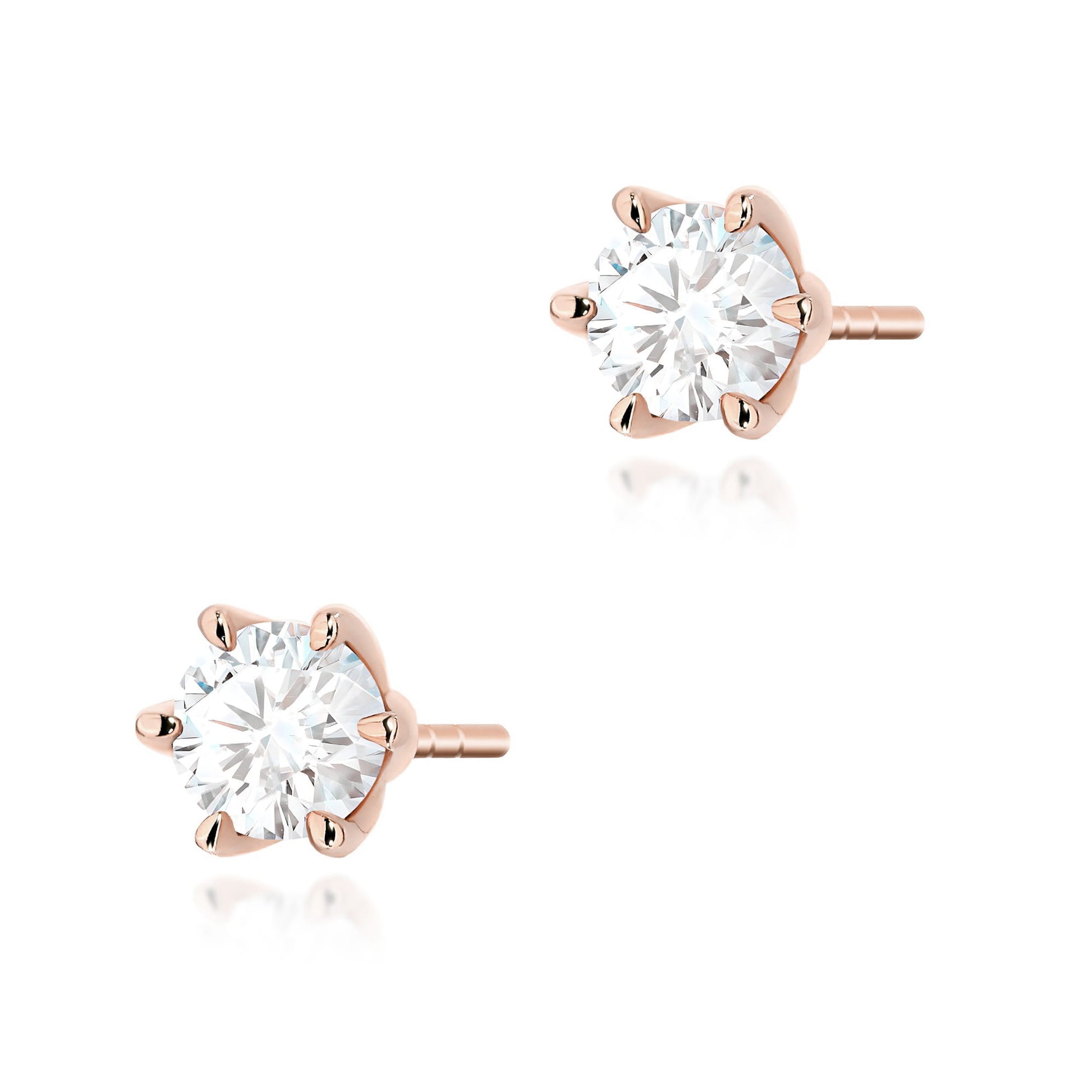 Cercei Aur 14K K0575 cu Diamante Cultivate 2 x 0.50ct