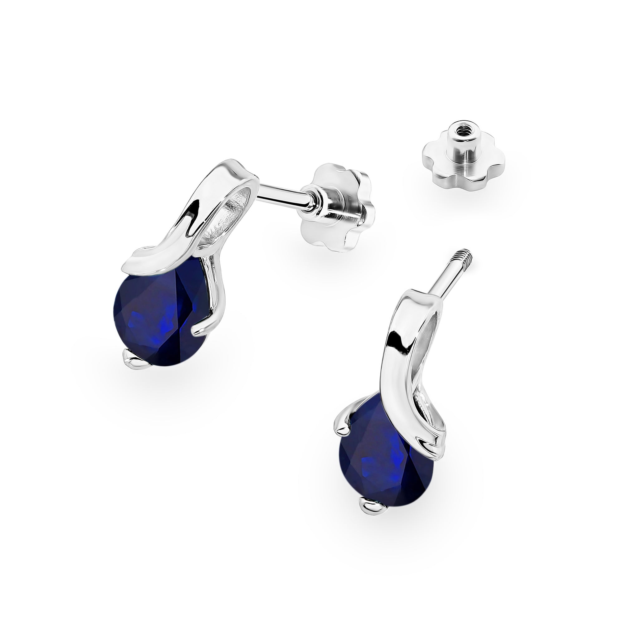 Cercei Aur 14K cu Safir 0.60 ct Filet cu Protectie
