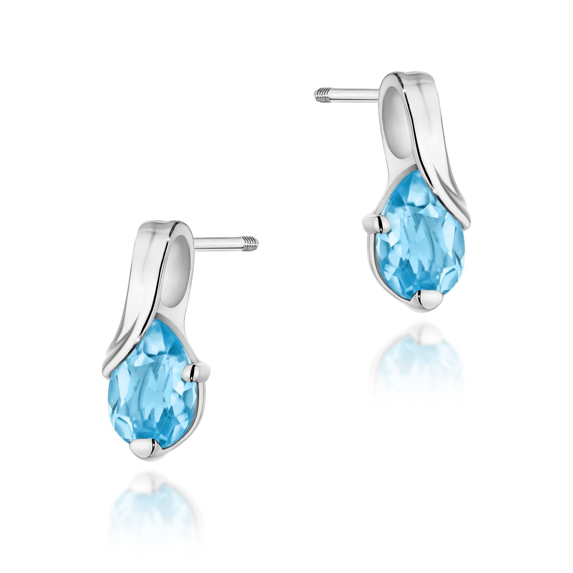 Cercei Aur 14K cu Topaz Swiss 0.90 ct Filet cu Protectie