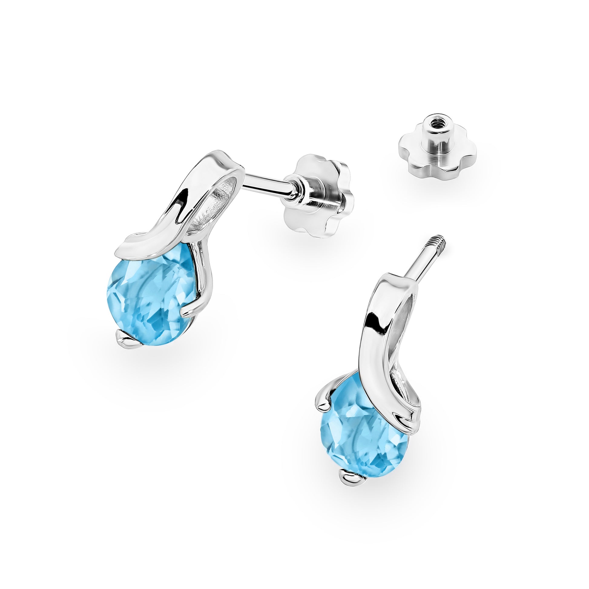Cercei Aur 14K cu Topaz Swiss 0.90 ct Filet cu Protectie