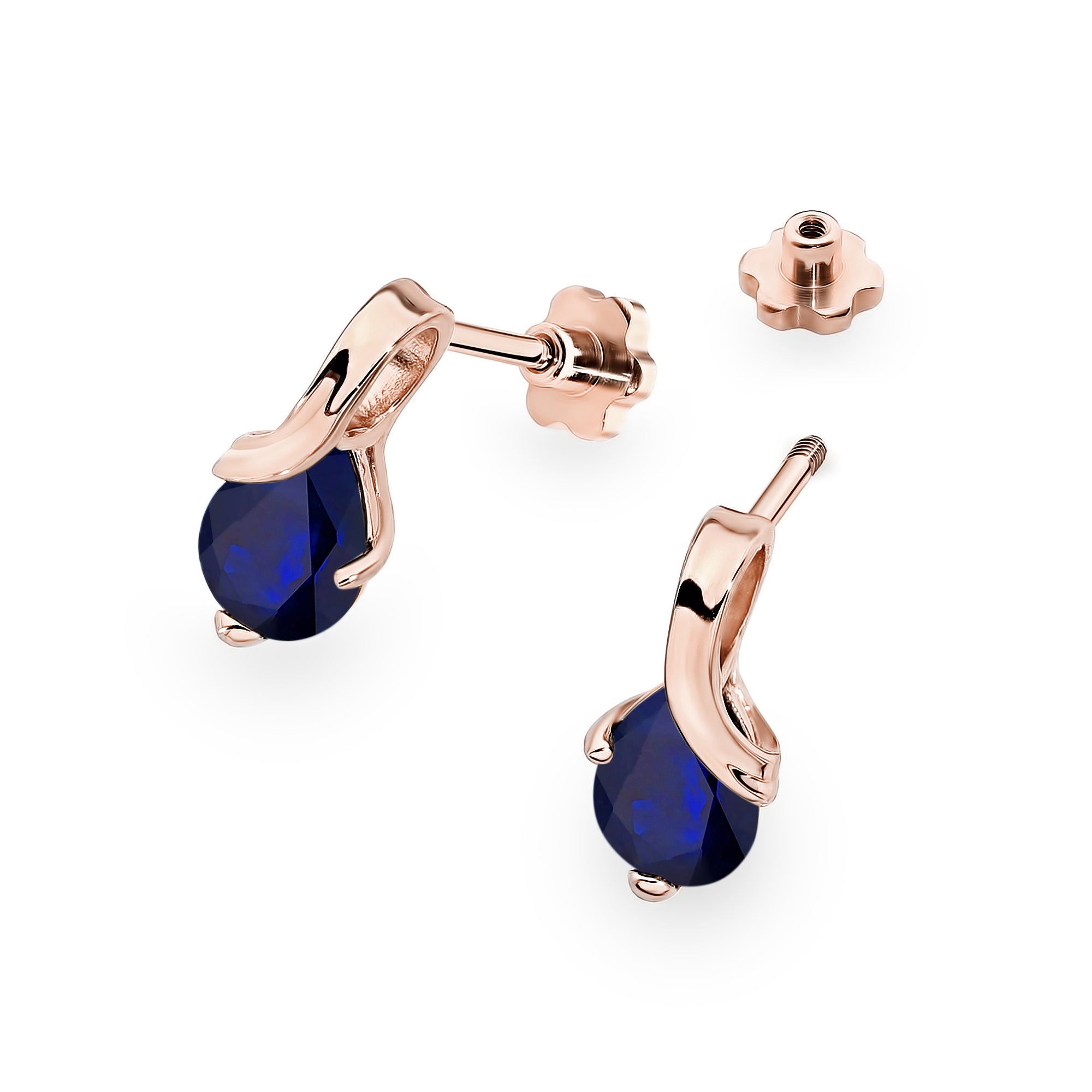 Cercei Aur 14K cu Safir 0.60 ct Filet cu Protectie