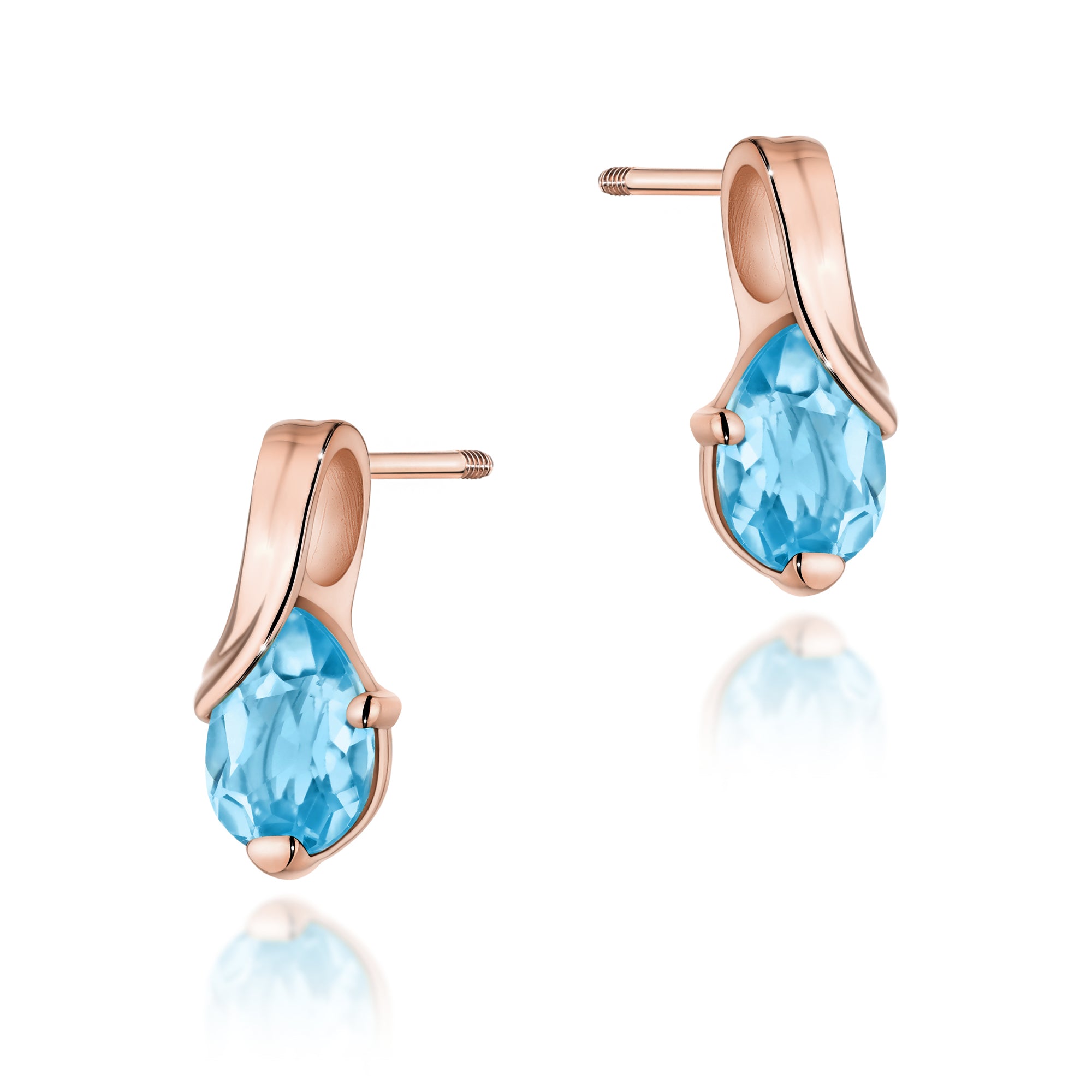 Cercei Aur 14K cu Topaz Swiss 0.90 ct Filet cu Protectie